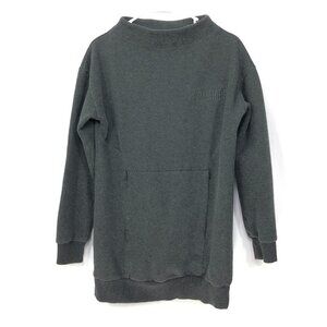 Gymshark Women's Small Gray Mock Neck Zip Pocket Logo‎ Long Tunic Sweatshirt